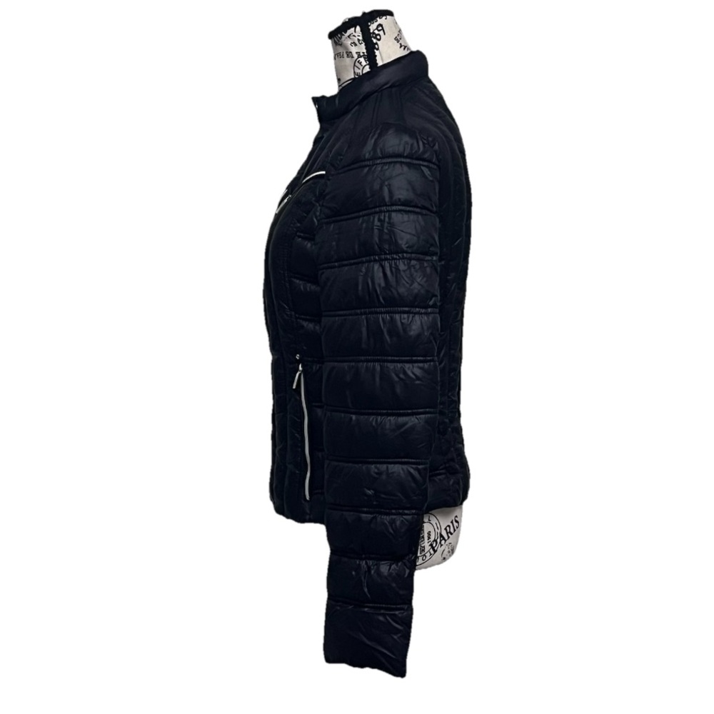 Laundry by Shelli Segal Moto Biker Jacket Black Puffer Goth Grunge Rock Emo M - Picture 4 of 11